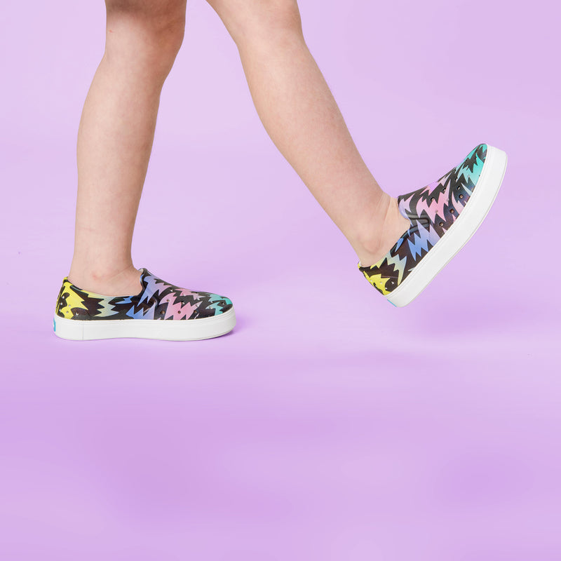 graphic shoe on purple background