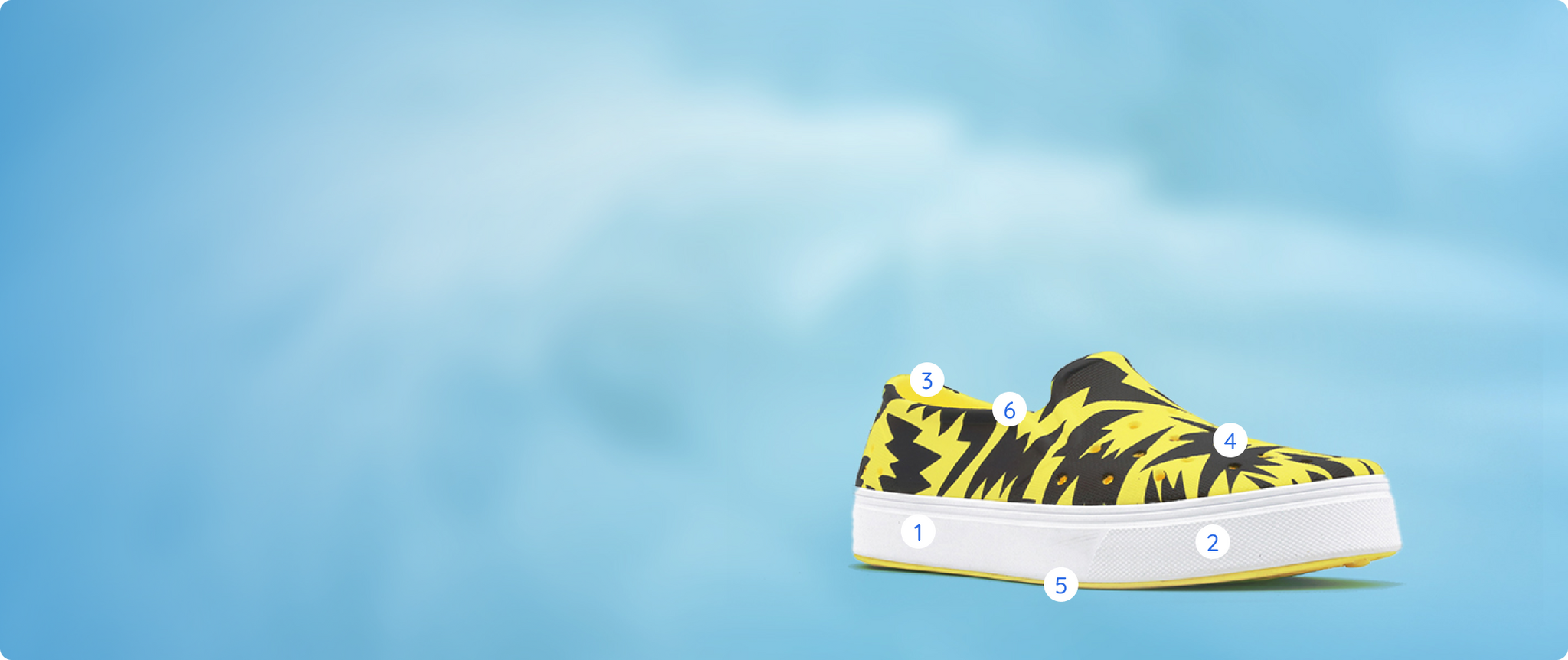 graphic kids shoe on sky background